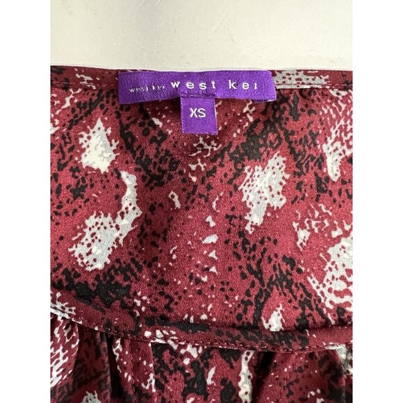 West Kei Wmns Tie Front Blouse~Size XS~Red Gray Black 3/4 Sleeve~NWOT ~ L4 28 - Picture 8 of 10